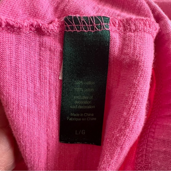 Lauren Ralph Lauren Pink Jersey Pajama Set - Lace Trim LRL Monogram Size - Picture 8 of 12